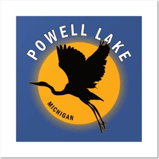 Powell Lake in Michigan Heron Sunrise Posters and Art